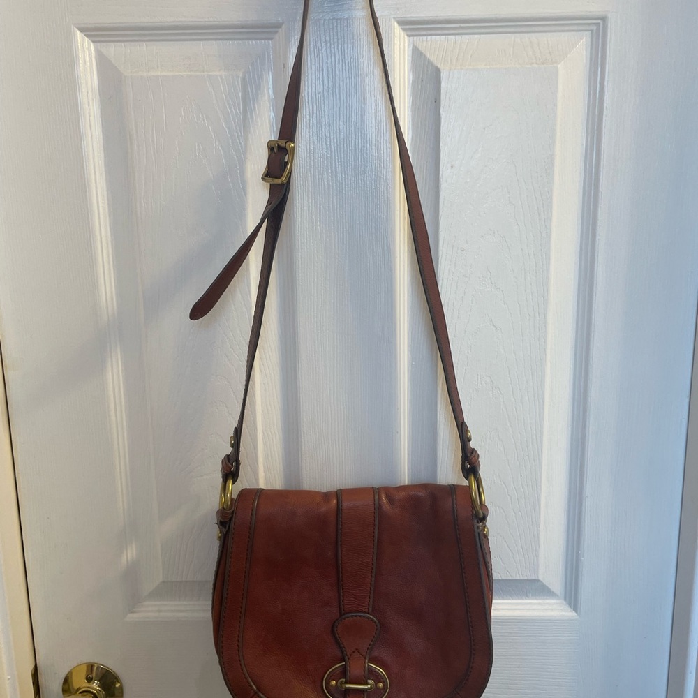 Fossil} Genuine Leather Adjustable Length - Crossbody Bag - Brown